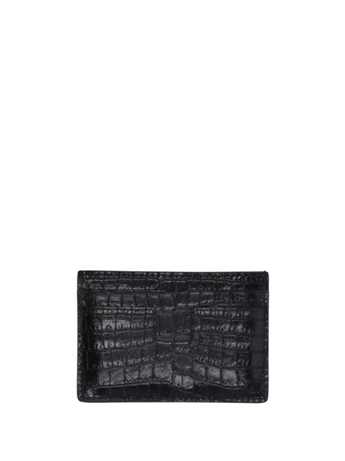 Black calf leather embossed men's cardholder Tom Ford | YT232LCL168G1N001